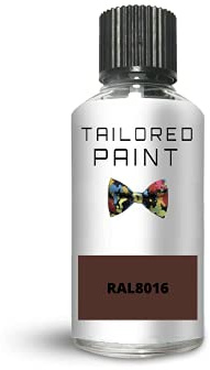 RAL8016 Mahogany Brown Gloss Touch Up Paint with Brush Direct Gloss Paint for Wood, Metal, Plastic, PVC, UPVC, Fascia Soffit Furniture Boards - Indoor & Outdoor