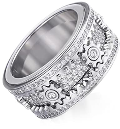 Diamond Ring Gypsophila Ring Rotierbarer Ring mit Full Diamond, Anti-Angst-Stressabbau Viel Glück Kristallringe Schmuck Accessoires für Männer Frauen Liebhaber Geschenke
