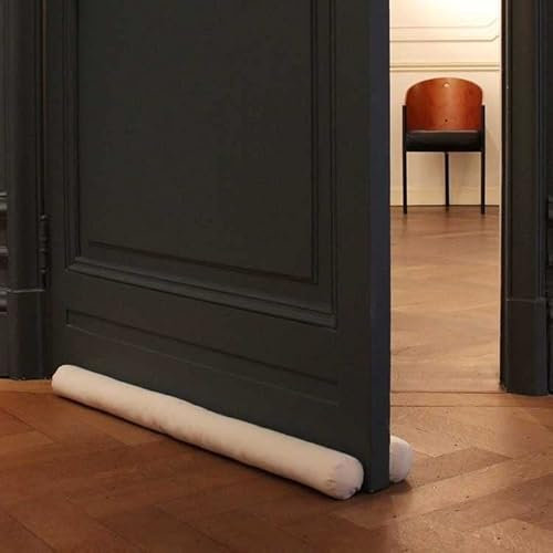 Rori Doppel Zugluftstopper 80cm für Türen - Türluftstopper für Schutz - Türbodendichtung Beige - Zugstopper vor Zug und Lärm - Draft Stopper rund - Verschiedene Größen