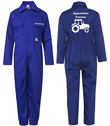 Tough Gear - Salopette per bambini, tuta da lavoro personalizzabile per apprendisti, agricoltori, tutto in uno, Royal, 32 cm