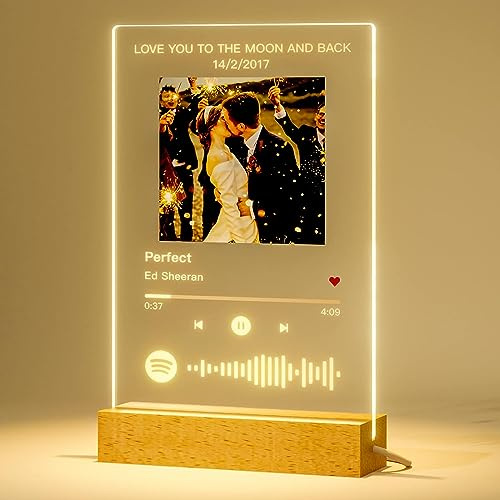 iDIY Spotify Glas Personalisiert mit Ständer - Bunte Song Cover Bild Foto aus Acrylglas, Personalisierte Geschenke für Frauen und Männer, Fotogeschenke Sie Ihn, Valentinstag, Weihnachten, 13 x 18 cm