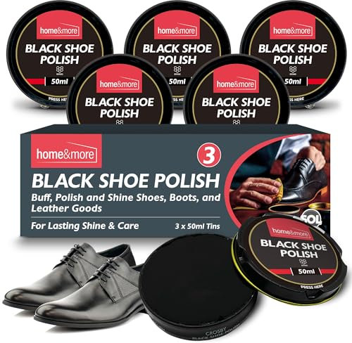 SOL 6pk Black Shoe Polish 150ml – Beeswax and Carnauba Wax Leather Care Cream – Long-Lasting Shine and Protection for Black Shoes, Boots, Trainers, Handbags and Other Leather Accessories