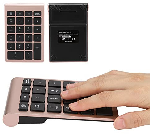 AYNEFY Teclado numérico RF304 de 22 teclas USB 2.4G mini teclado con receptor (oro rosa)