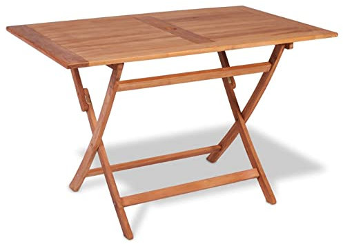 Camerina Gartentisch 120x70x75 cm Balkontisch Wetterfest Esstisch Klappbarer Balkon Tisch Outdoor Tisch Teak Massivholz