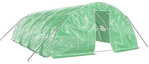 vidaXL Gewächshaus mit Stahlrahmen Grün 40 m² 8x5x2,3 m