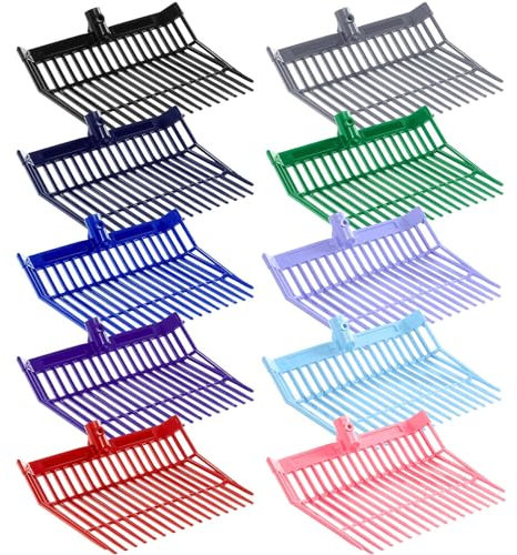 Lasnten 10 Stück Mistgabelkopf 18 Zinken Pitch Gabelkopf mit Schrauben und Muttern Langlebiger Stabiler ABS-Kunststoff Ersatzkopf Heugabel für Gartenarbeit Pferdestand Aufnehmen von Mist Gras Heu