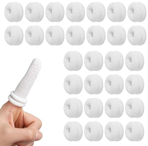 30 Pcs Finger Bandages Tubular, Finger Dressing First Aid, Finger Stall Finger Bandage Tubular Finger Stall Bandage for Work Kitchen Finger Protection Gloves Cotton Finger Cover