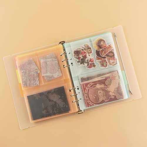Briartw 20 Blatt 3 Raster-Seitenschutzhüllen für 6-Ringbuch, transparente Seitenschutztaschen für 2,5 cm runde Ringbücher, für Papier, Gedenkticket, Foto, Schablone, Stanzformen und Stempel