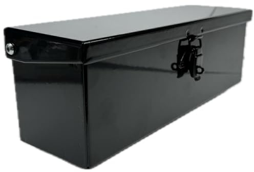 Werkzeugkasten 360 x 140 H 140 mm schwarz glänzend mit Schlosshalter aus gebogenem, geschweißtem und robustem Blech für Traktoren
