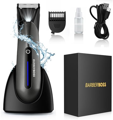 BarberBoss Pubic Hair & Body Trimmer for Men – Waterproof Groin Groomer, Ball Shaver & Pube Trimmer Men