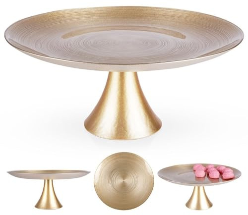 Vilde Glasplatte mit Fuß Servierplatte aus Glas Tortenplatte Kuchenständer | Tortenständer Gold 28 cm