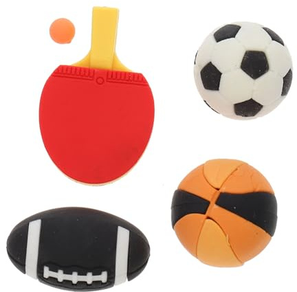 Vaguelly 4pcs Miniature Sports Ball Models Basketball Football Rugby Table Tennis Desktop Decor for Play and Scene Layout Creative Imagination Boosting Ornaments