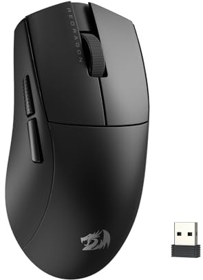 Redragon M916 Kabellose Gaming Maus 2.4G 8K 49g Schwarz | Ergonomischer Griff Voll programmierbare Tasten Software DIY Keybinds DPI Einstellbar