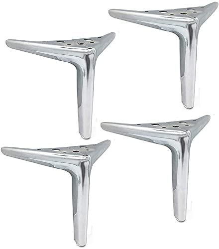 4 Stück-Möbelbeine, moderne Sofabeine/Tischbeine, Antik-Hochleistungs-/Industrie-/Eisen-/Retro-Metall-Diamant-Dreieck-Möbelfüße, DIY-Ersatz, Chrom für TV-Schrank, Couch, Stuhl, Ottomane (Silber, H: 1