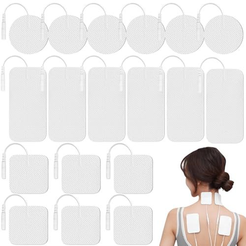 30 Stücke Elektroden Pads, 5X5 cm Selbstklebende Elektroden-Nachkaufset, Wiederverwendbar Pigtail Klebe-Elektroden TENS-EMS Elektroden mit verbesserter Selbstklebeleistung und nicht reizendem Design