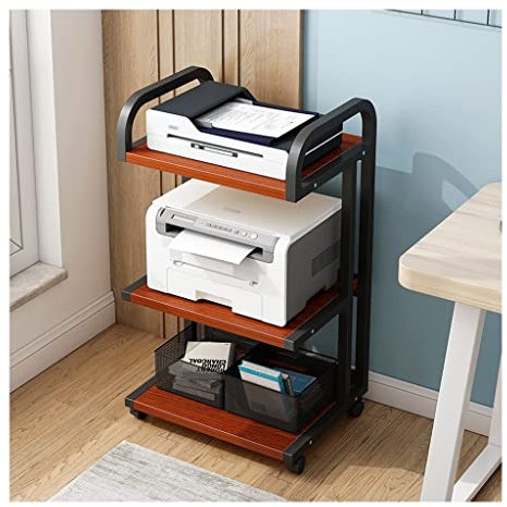 Soporte para Impresora Soporte de carro de impresora de 3 niveles con ruedas, estante de almacenamiento multiusos, organizador de papel de oficina for suministros de oficina en casa, estante de almace