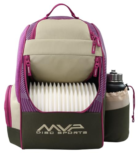 MVP Disc Sports Shuttle Disc Golf Backpack Bag (Khaki/Purple)