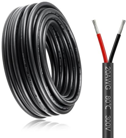 30M Electric Wire - 20AWG 2 * 0.5mm² Extension Cable for 5V/12V/300V Low Voltage Outdoor Landscape Lighting, 2 Core Flexible High Temperature Resistant Tinned Copper Wires