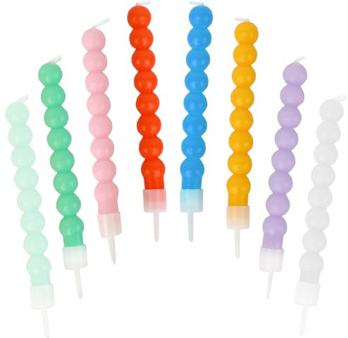 Talking Tables 8 x Bobble Birthday Candles for Cakes, Cake Topper Decoration, Premium Quality, Colourful Pastel Candle, 8 cm Height, Recycled Packaging