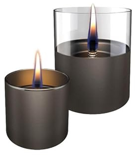 Tenderflame - 2er-Set nachfüllbare Tischkerzen Lilly 8 & 10 - Gun Metal