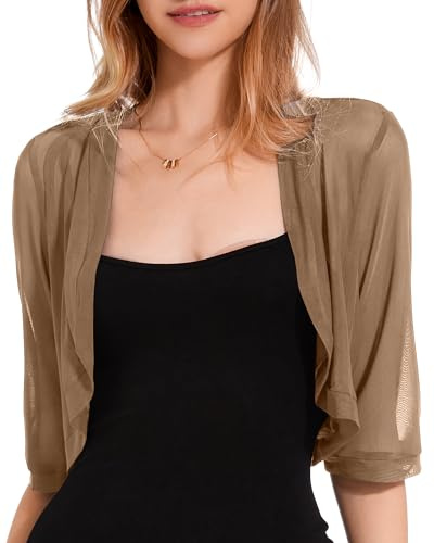 ATXNN Women's Bolero Shrug Chiffon Cropped Cardigan Half Sleeve Sheer Tops