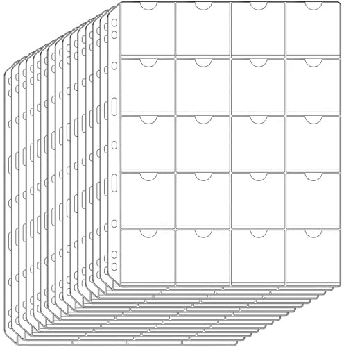 15 Sheets 300 Pockets Coin Pocket Pages for 2 x 2 Cardboard Coin Flips, Standard 9-Hole for Coins Coin Binder Collection Supplies Pages