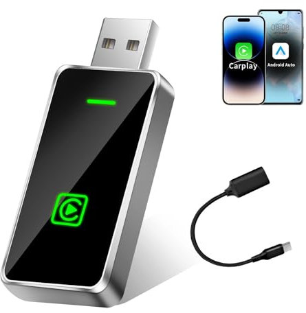 IGUGI CarPlay Wireless Adapter für CarPlay/Android Auto,Superschnelle Upgrade von Wired CarPlay auf Wireless,USB C/A CarPlay Adapter Kompatibel mit iPhone iOS 10+ und Android 11+