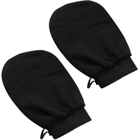 tiyiyok Lot de 2 Gants Exfoliants Corps, Gant Gommage Corps Professionnel Élimine Cellules Mortes & Poils Incarnés, Stimule le Renouvellement Cellulaire, Pour Tous Types de Peau (Noir)