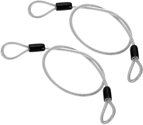 PATIKIL 5/32 Dia Vinyl Coated Stainless Steel Cable with Loops, 2 Pcs 2 ft (20) Flexible Wire Rope Security Chain Lanyard Lock for Outdoor Lighting Luggage Lock, Clear