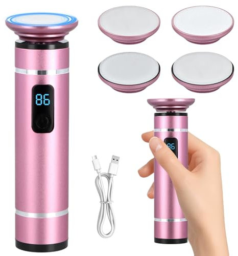 Pedicure Elettrico Professionale Piedi Ricaricabile Rimuovi Calli Piedi Elettrico Lima per Piedi Nano Vetro Rimozione Togli Calli Piedi Lima Raspa Elettrica per Piedi Calli Duroni Screpolati (Rosa)