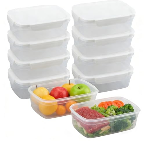 Duisoad 10 Pezzi Contenitori Ermetici 850 ml 18 x 11,4 x 6,2 cm Taper per Alimenti Ermetici, Contenitore per Alimenti per Frigorifero e Microonde, Senza BPA