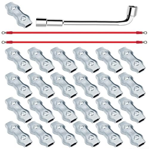 Komplettes PE Seilverbinder Set für Elektrozäune, 25 Verbinder und 2 Kupferdrähte für starke Verbindungen