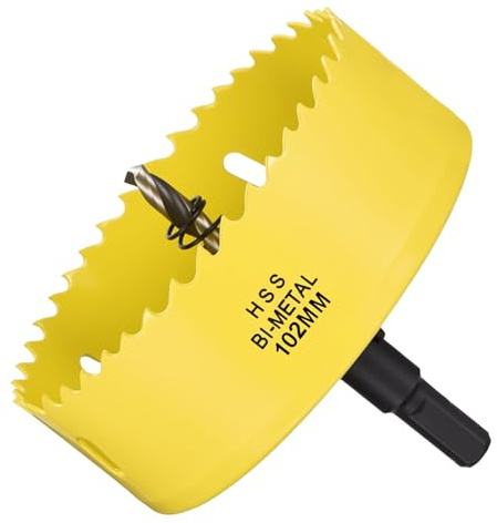 METALLIXITY Bi-Metal Hole Saw 4102mm M42 HSS for Hard Steel Yellow | Circular Head Hole Cutter with Center Drill Bit for Stainless Steel Sheet