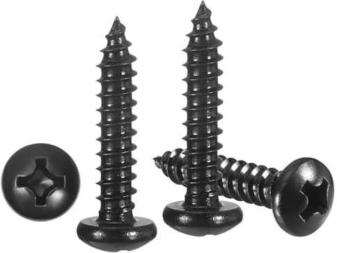 METALLIXITY Phillips Pan Head Self Tapping Screw #7x3/4 100Pcs | 304 SS Self Drilling Screw for Metal Wood Plastic, for Cabinet Wall Shutter Plate Rock Furniture, Black