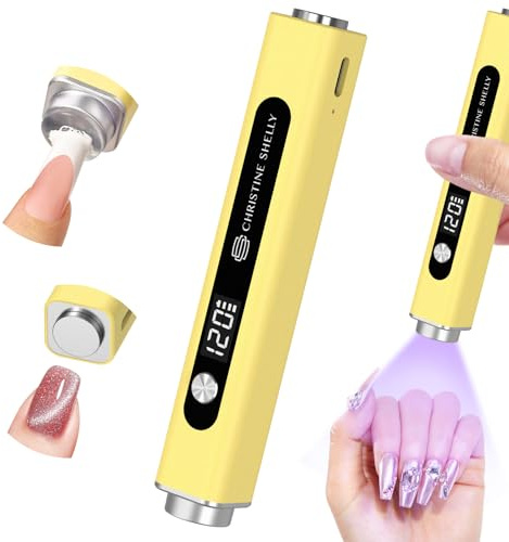 UV Lamps for Gel Nails, CHRISTINE SHELLY Handheld 3 in 1 LED Nail Light Cat Eye Magnet Flash Cure Lamp Nail Stamp LCD Display Rechargeable Nail Dryer with 3 Timers for Gel Polish Home DIY