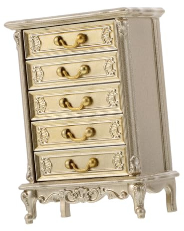 BESTonZON Miniatur Möbel Schubladenkommode Vintage Stil Realistisches Puppenhaus Möbelmodell Stabiles Kunststoff Retro Sideboard für Puppenhaus Wohnzimmer und Schlafzimmer Zubehör