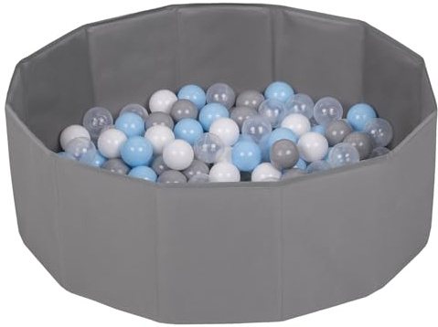 Petsona Hundepool Für Hunde Faltbarer Hundeplanschbecken Mit Bunten Bällen, Hundebadewanne Spielbereich Und Planschbecken Katzen, Grau: Grau/Weiß/Transparent/Babyblau