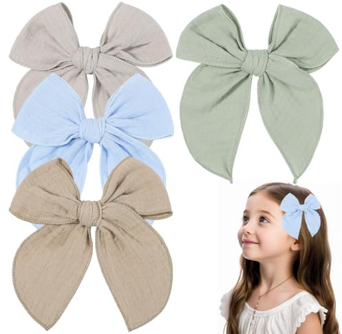 4Pcs Hair Bows for Girls, Bow Baby Hair Clips Hair Accessories for Girls Baby Toddler (Blue Green)