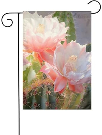 Cartello natalizio con cactus ad acquerello, 30,5 x 45,7 cm, double face, per esterni, albero di Natale, inverno, cortile, bandiera decorativa