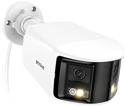 ANNKE Telecamera PoE 8MP, Doppio Obiettivo, Vista Panoramica 180° | Telecamera IP 4K da Esterno, Visione Notturna a Colori, IA Persone/Veicoli, Audio Bidirezionale, Allarme, IP67