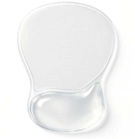Tapis de Souris Ergonomique avec Repose-Poignet, Mouse Pad Antidérapant en Caoutchouc avec Support de Poignet Confortable, Soulage Les Douleurs du Carpal, Gaming et Voyage (Blanc Transparent)