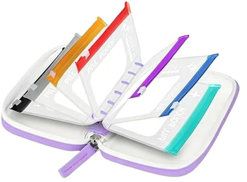 Organizador De Pastillas Impermeable - Organizador De Medicamentos De Viaje | Diseño De Carpeta, Pastillero Con Cremallera, Con Cremallera Para Bolso, Uso Diario, Planificación Semanal