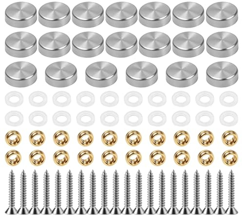 20 Stück Spiegelschrauben Durchmesser Edelstahl Zierschrauben dekorative Abdeckkappen Nägel Panelschrauben für Spiegeltische, Teetischen, Kleiderschränke, Möbel, Werbeschilder (20, 20, Millimeter)