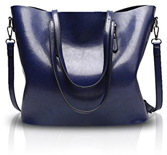 Nicole&Doris Nouveau Femmes Fourre Tout Sac à Main Sac d'épaule Crossbody Dames Messager PU Bleu
