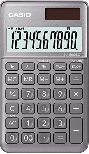 CASIO Taschenrechner SL-1000SC, 10-stellig, stylische Farben, Steuerberechnung, Aluminiumfront, Solar-/Batteriebetrieb
