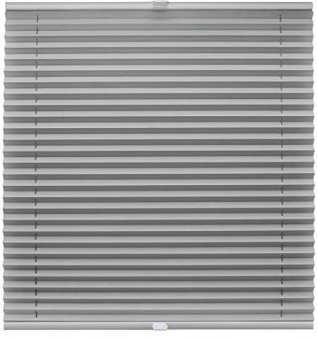 Plissee auf Maß Klemmfix für alle Fenster Montage über Klemmträger bis 27mm Faltrollo Blickdicht Sonnenschutzrollo Fenster-rollo Hellgrau Breite: 101-110 cm, Höhe: 101-150 cm