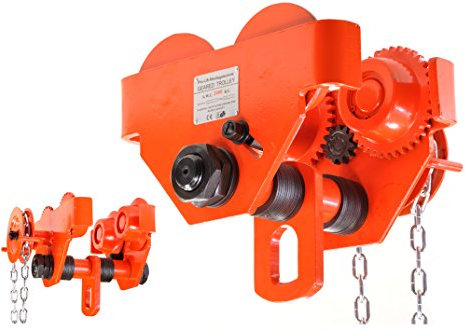 Pro-Lift-Werkzeuge Laufkatze 2000 kg Rollfahrwerk Getriebe mit Haspelkette Handfahrwerk Unterflansch 76 mm – 175 mm Flanschbreite Hallenkran Kettenzug 2 t Plain Trolley