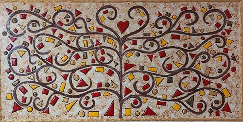 DORON ARTE QUADRO MODERNO ASTRATTO DIPINTO A MANO TELAIO GALLERY BORDI DIPINTI - ALBERO DELLA VITA - 1 metro x50x4 cm -RIF171