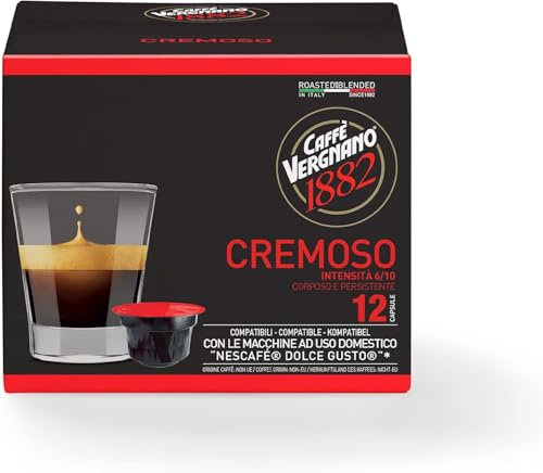 Caffè Vergnano 1882 - 72 Capsule Caffè Compatibili Nescafé Dolce Gusto Cremoso - 6 confezioni da 12 capsule