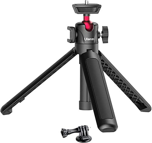 UURig MT-16 Extendable Tripod - 4 Levels Adjustment, Mini Tripod with 360° Metal Ballhead, Cold Shoe, Camera/Phone Holder - Black